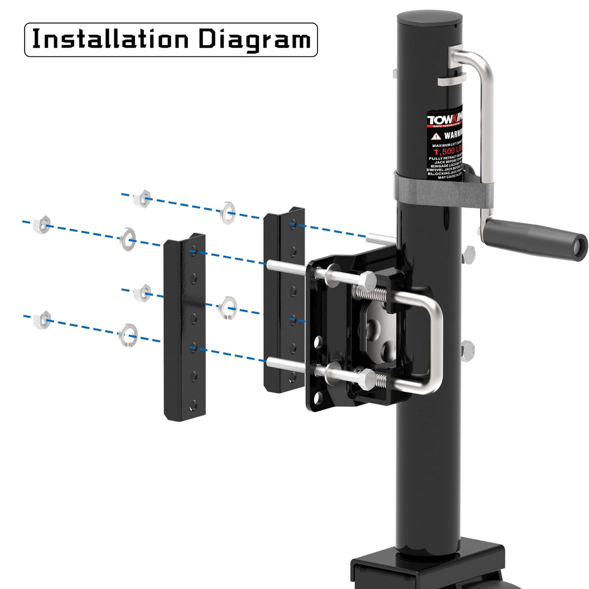 6" Dual-Wheel Trailer Jack, 1500lbs, 13" Lift G510