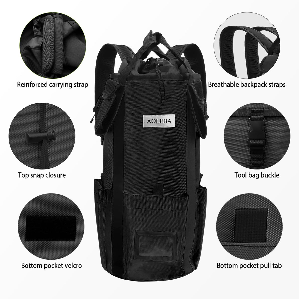 Arborist Rope Storage Bag Large Capacity 1680D Thicken Nylon with Hand Straps J5894