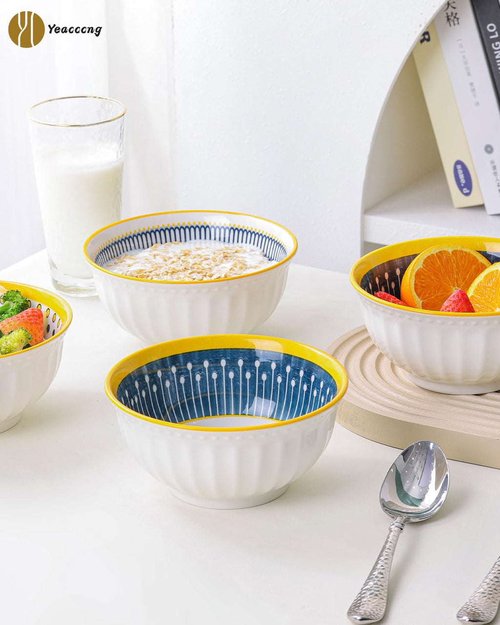 Bohemian Ceramic Bowls Set of 4 K225026