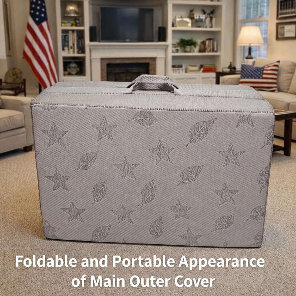Twin 6-Inch Foam Tri Fold Floor Mattress with 2 Washable Covers G223497