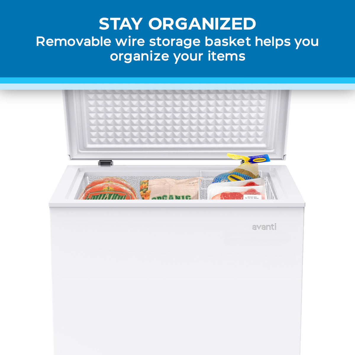 White 5.0 Cu. Ft. Chest Freezer with Storage Basket P3265