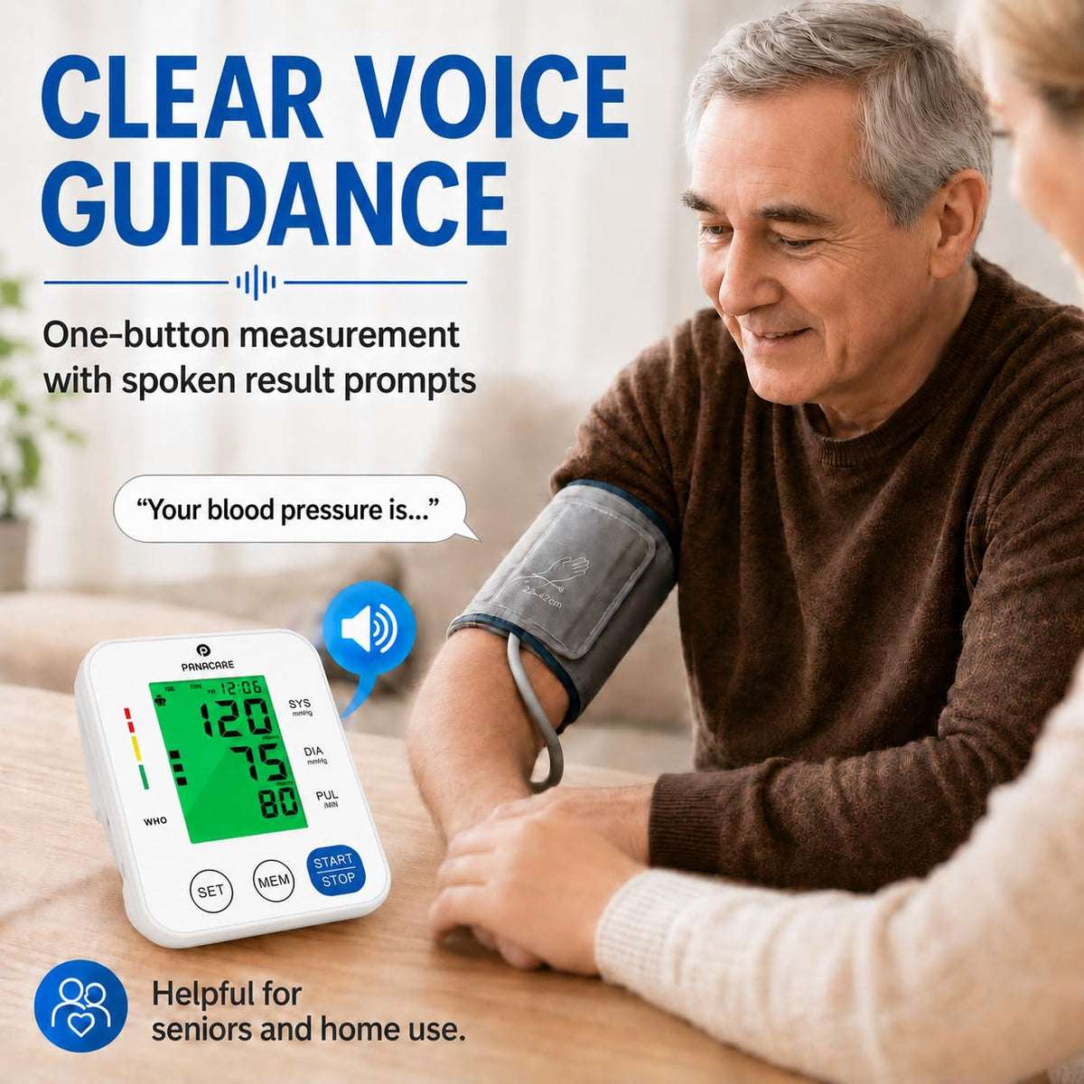 Upper Arm Blood Pressure Monitor with Adjustable Cuff and Backlit Display B944161