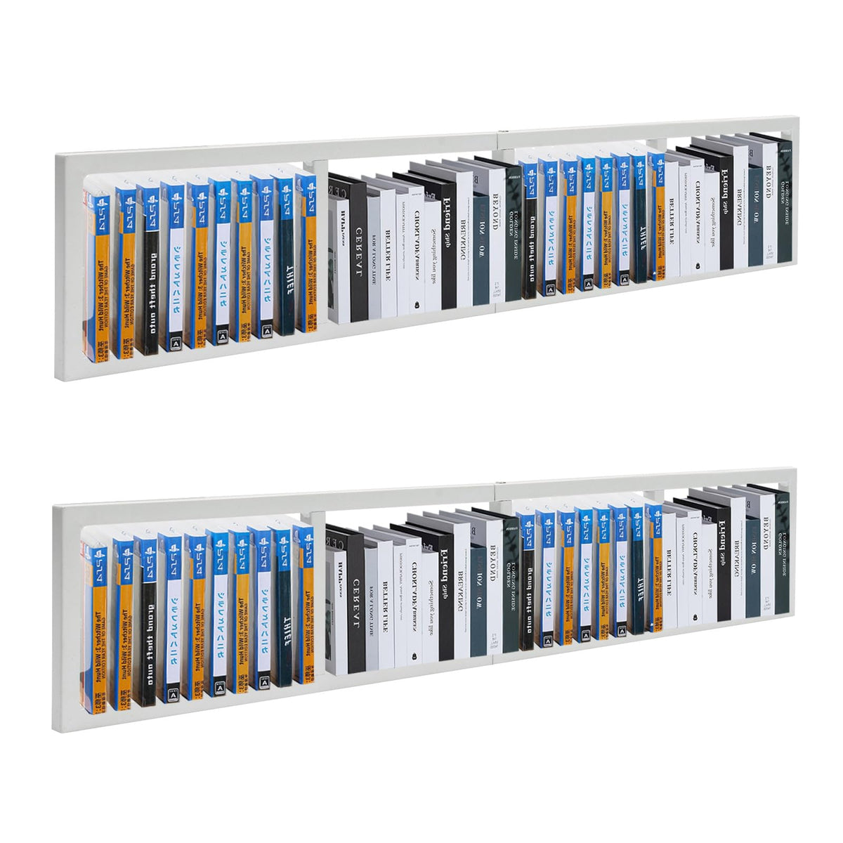 2 Pcs 34Inch White Wall Mount CD DVD Storage Shelf O6069