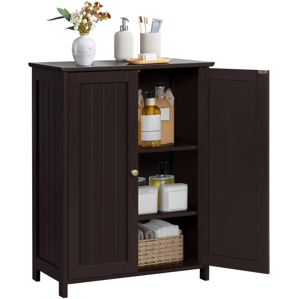 Small Espresso Bathroom Storage Cabinet with 2 Doors D60995