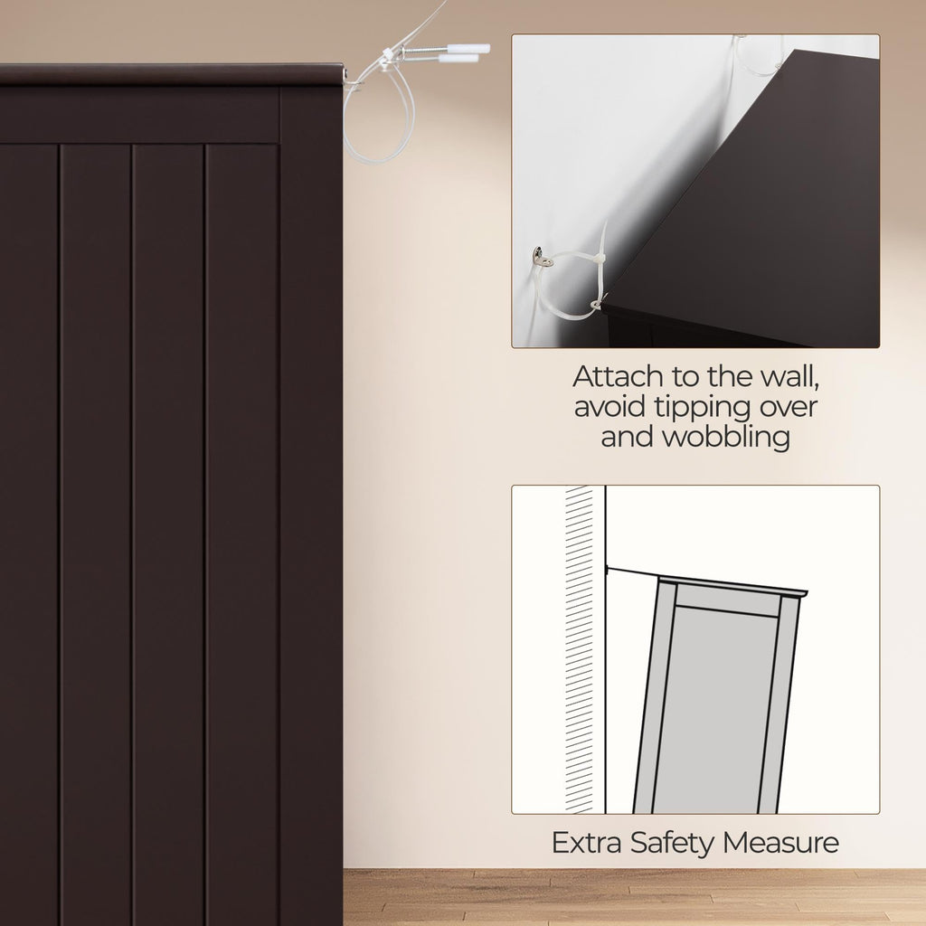 Small Espresso Bathroom Storage Cabinet with 2 Doors D60995
