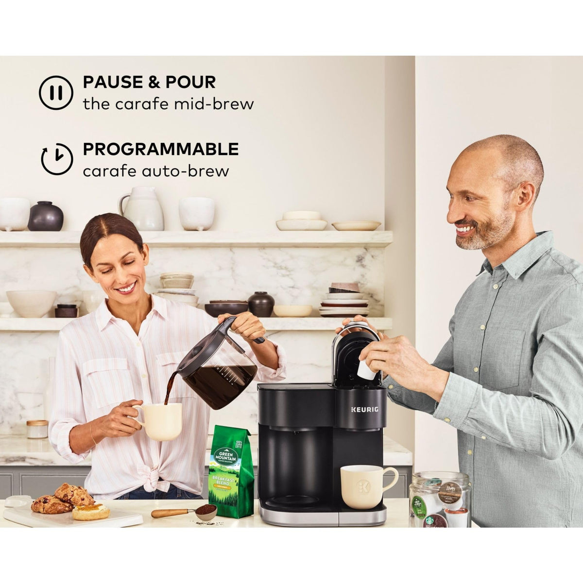 Single Serve K-Cup Pod & Carafe Coffee Maker, Black I989