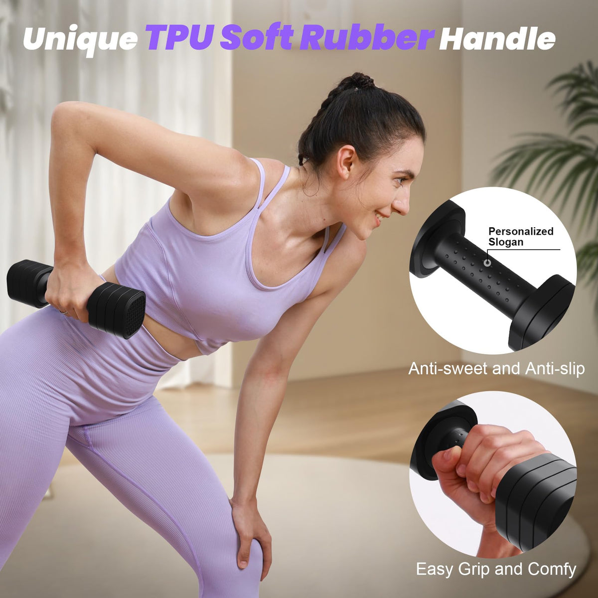 Adjustable 4 in 1 Dumbbell Set with TPU Soft Rubber Handle C7635