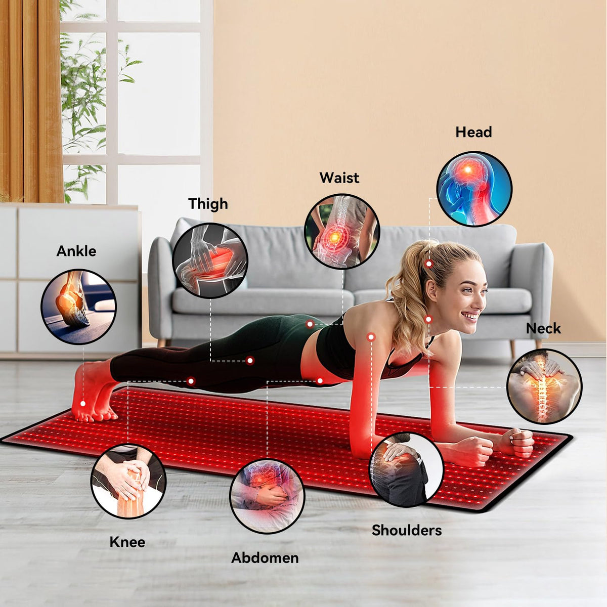 Red Light Therapy Mat 3840pcs LED 660nm 850nm 71''x 32'' S571