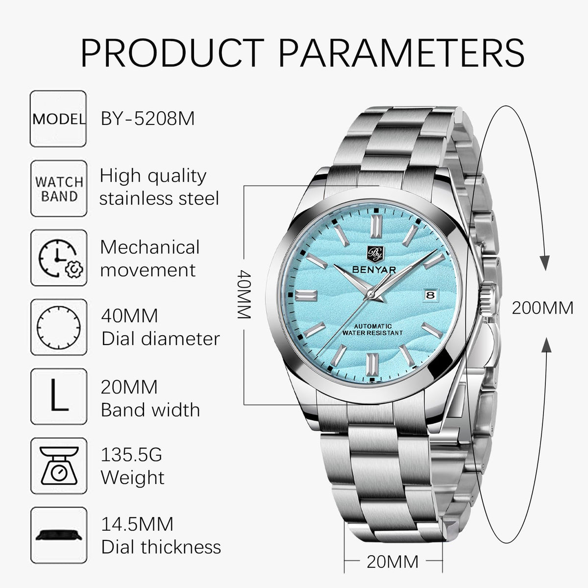 Brown Leather Quartz Chronograph Waterproof Wristwatch M863