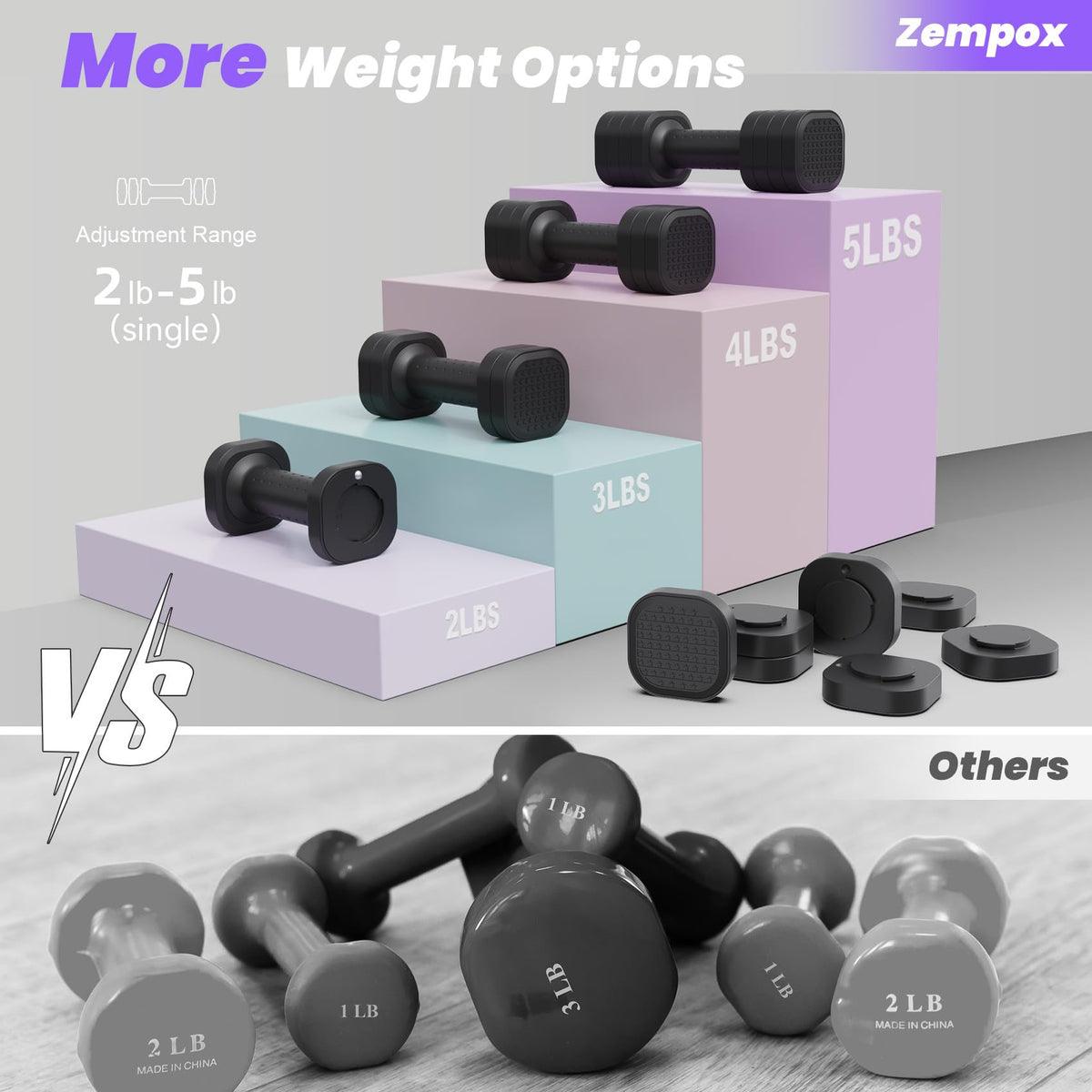 Adjustable 4 in 1 Dumbbell Set with TPU Soft Rubber Handle C7635