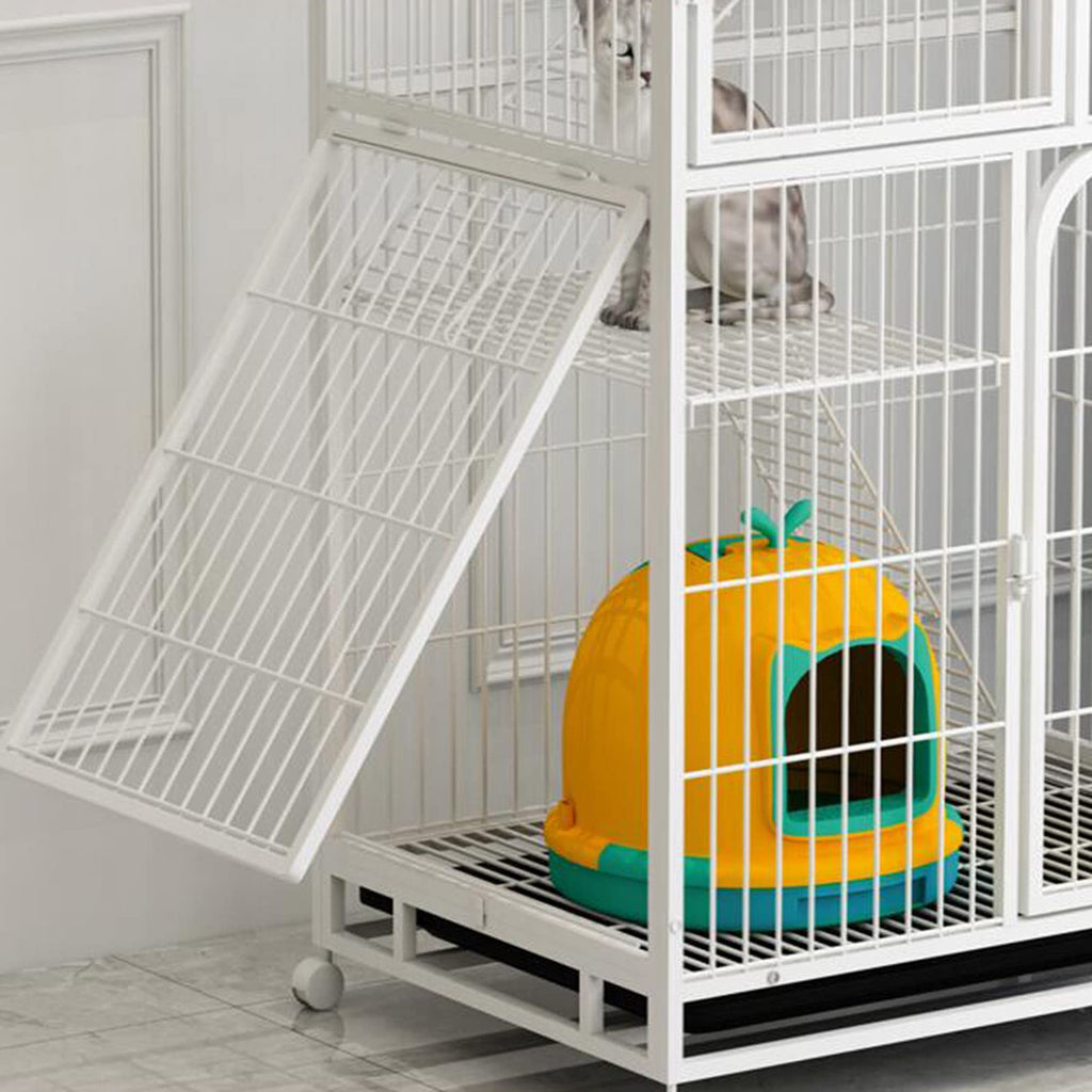 3-Tier Metal Wire Cat Cage with Hammock and Casters X8328