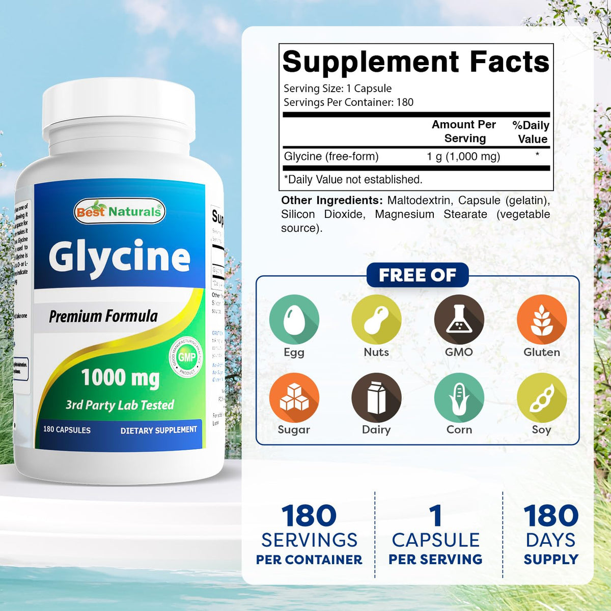 Glycine Supplement 1000 Mg 180 Count M3982