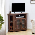 Corner TV Stand for TVs up to 48 Inch with Storage Shelves and 2 Doors M93324