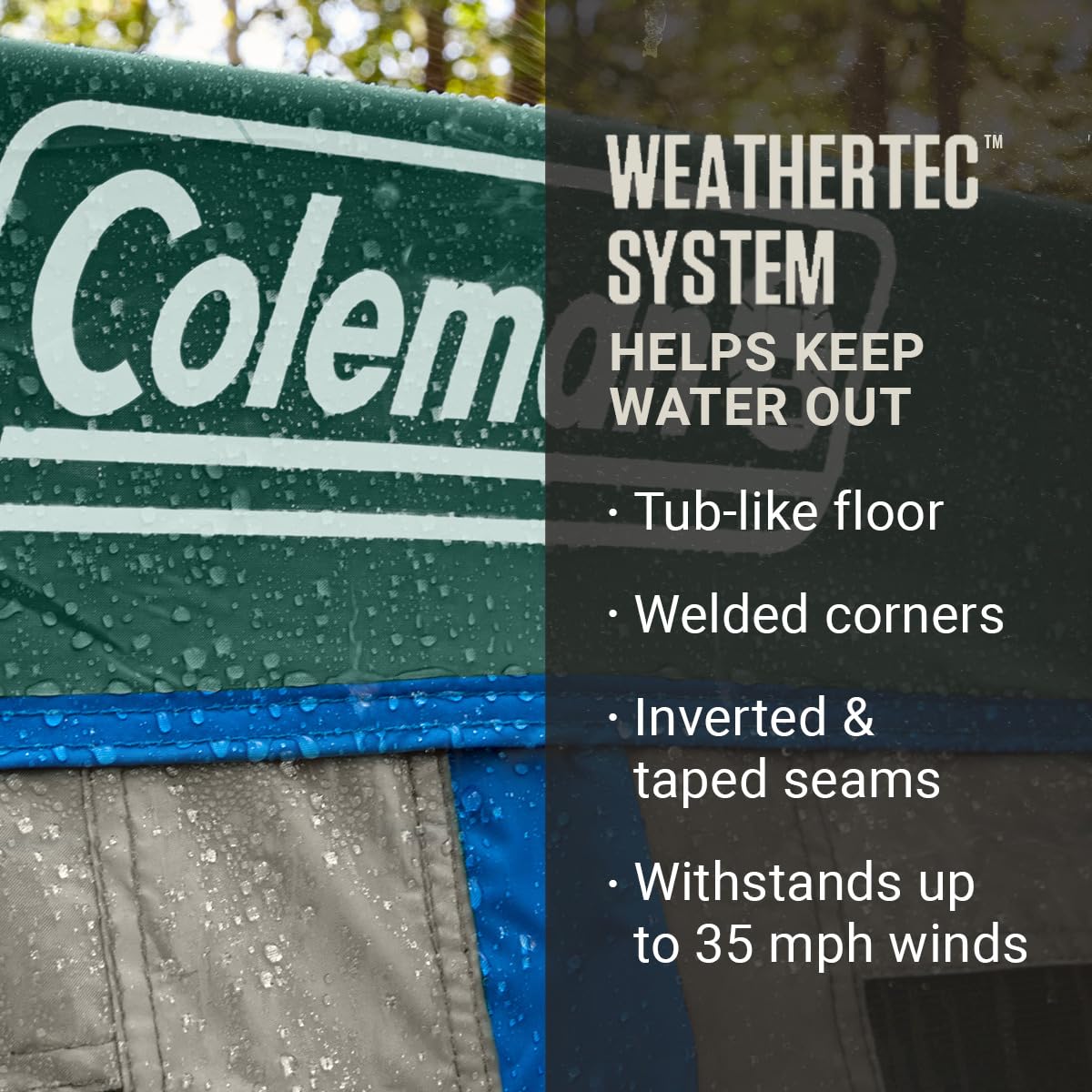 Camping Tent with Rainfly & Screened Porch, Weatherproof Family Tent Fits 4 Queen-Sized Airbeds P279643