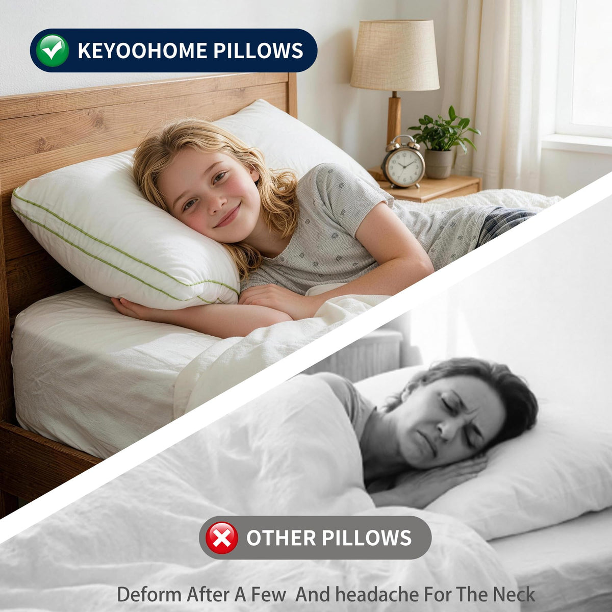King Size Down Alternative Bed Pillows Set of 2 W38375
