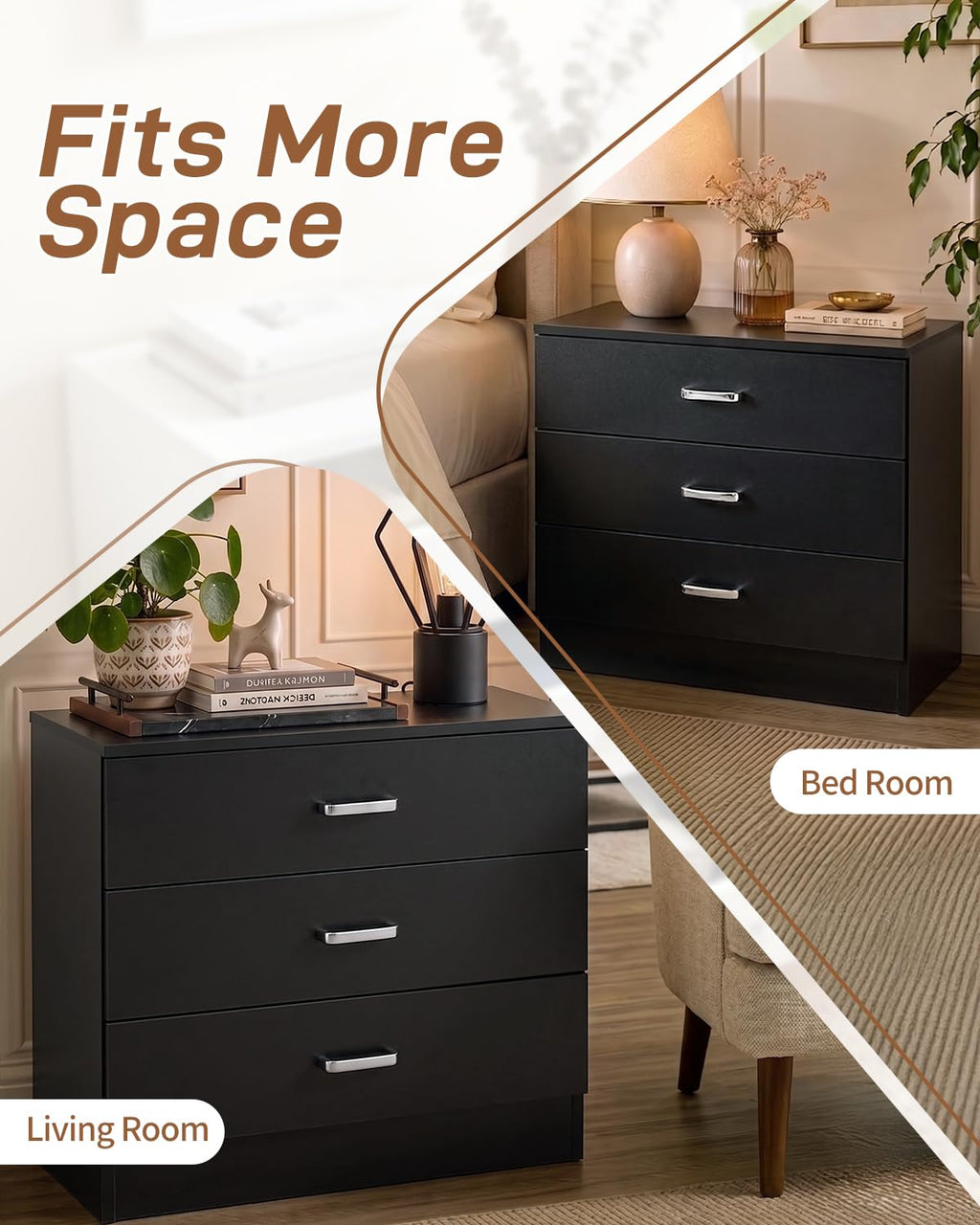 Black 3 Drawer Dresser C152