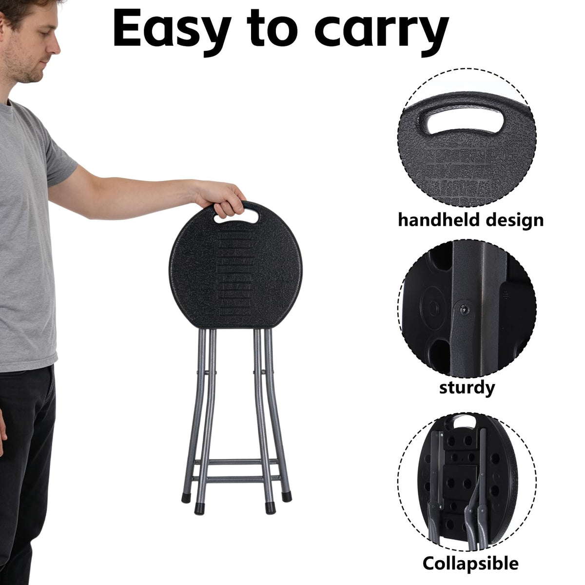 2 Pack 18-Inch Folding Stools with Handle L924