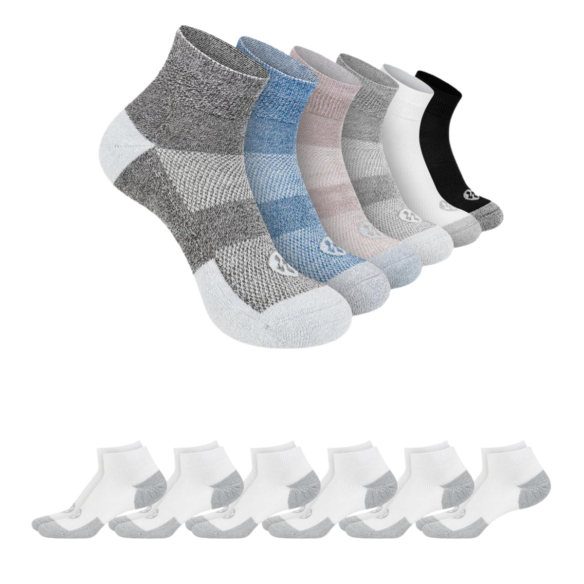 Diabetic Socks for Men, 12 Pairs Ankle & Low Cut Size 9-15 G81857