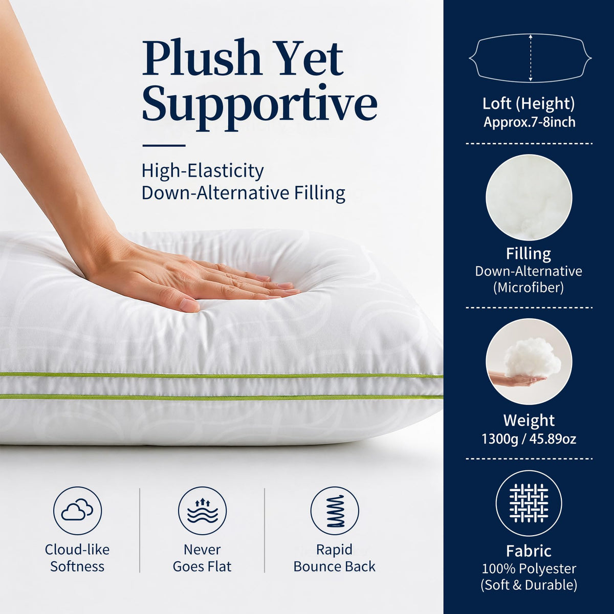 King Size Down Alternative Bed Pillows Set of 2 W38375