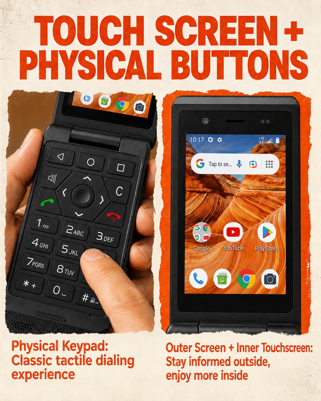 16GB Rugged Touchscreen Android 11 IP68 Water Resistant 4G LTE Flip Phone G920083