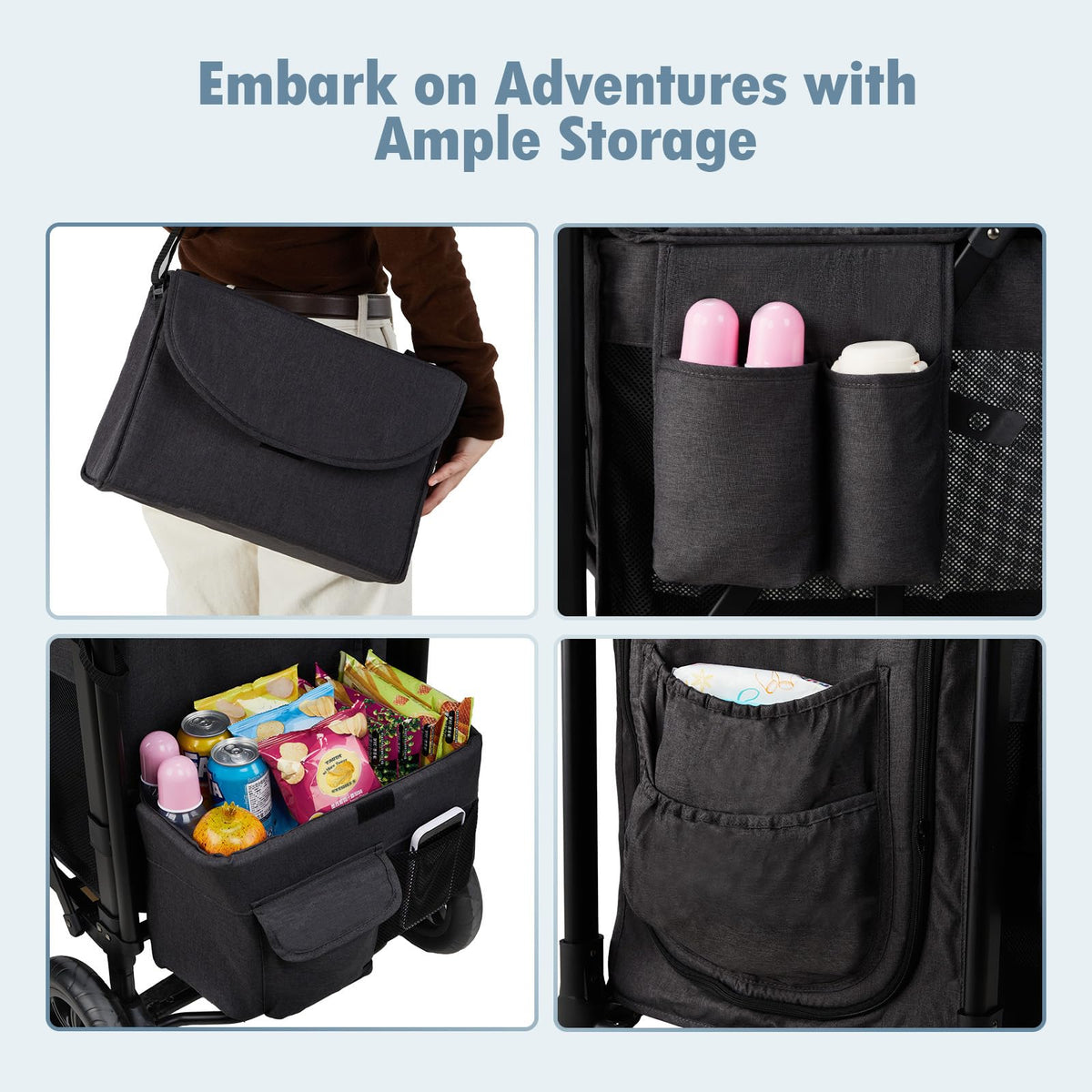 Foldable All-Terrain Double Wagon Stroller with Canopy R50033