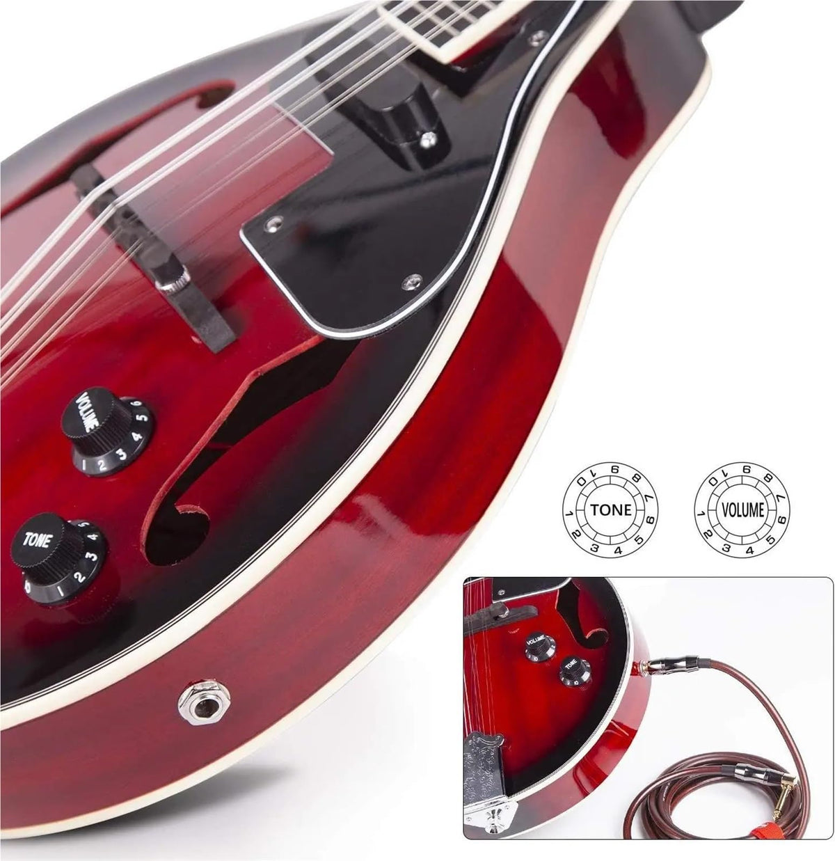 Red Sunburst Mahogany Wood A Style Acoustic Electric Mandolin V8861