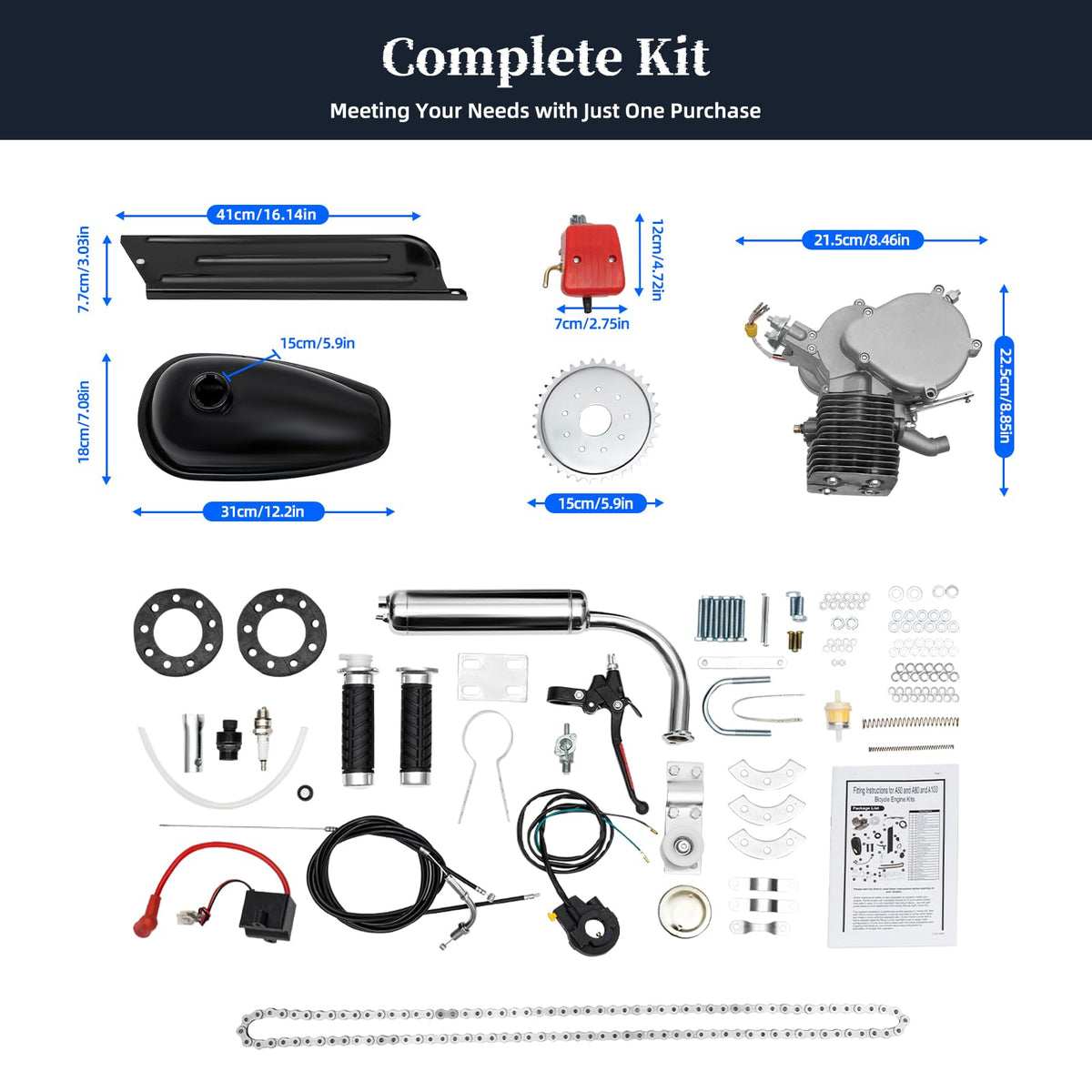100CC 2 Stroke Bicycle Engine Kit with 36 Tooth Sprocket F513