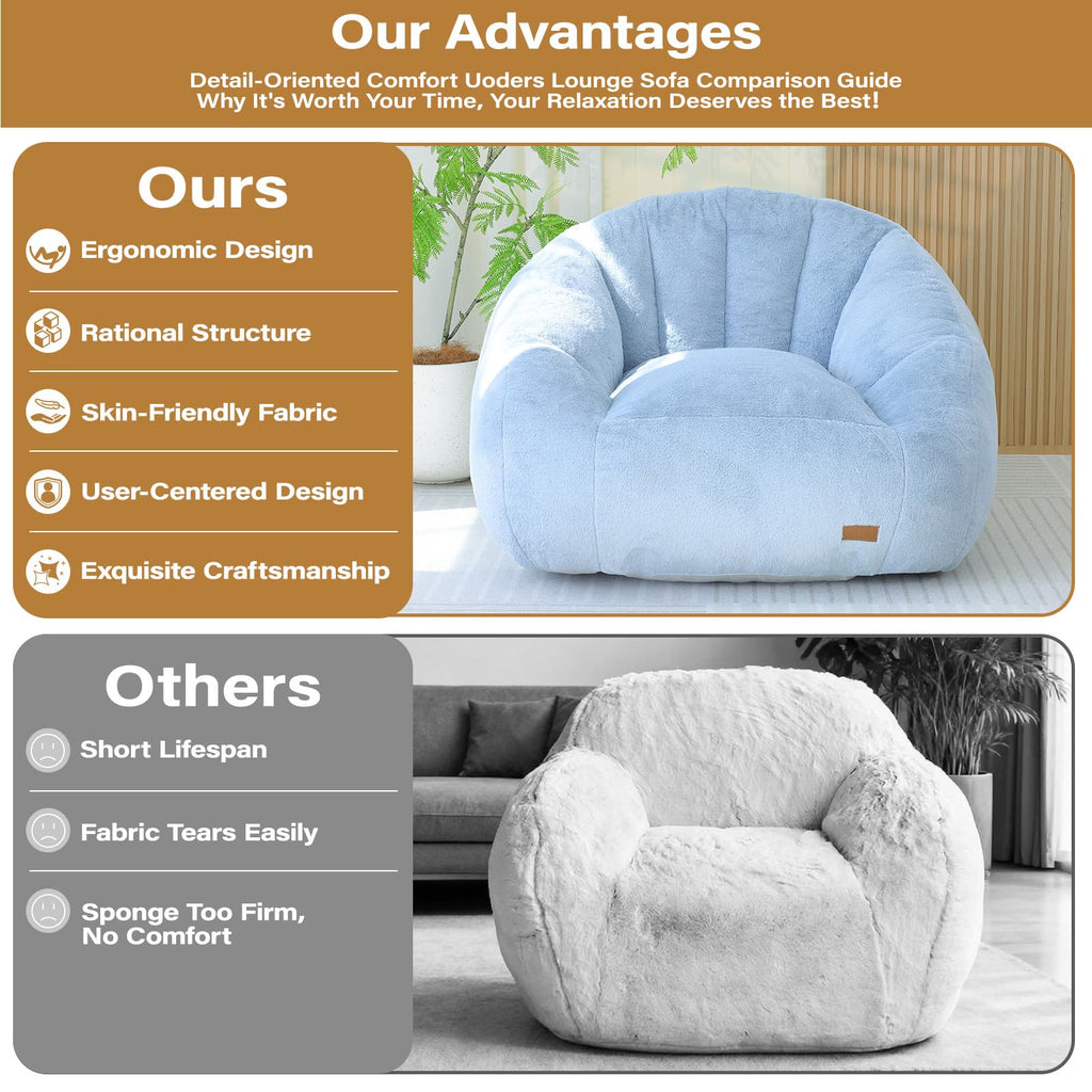 Light Blue Corduroy Bean Bag Chair Z429