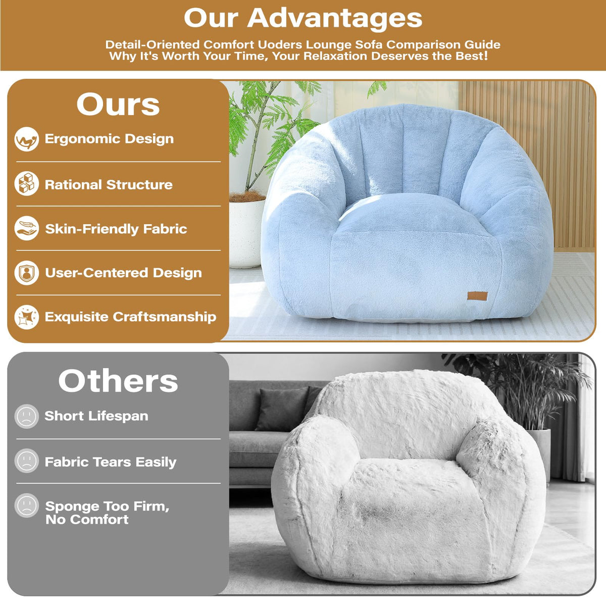 Light Blue Corduroy Bean Bag Chair Z429
