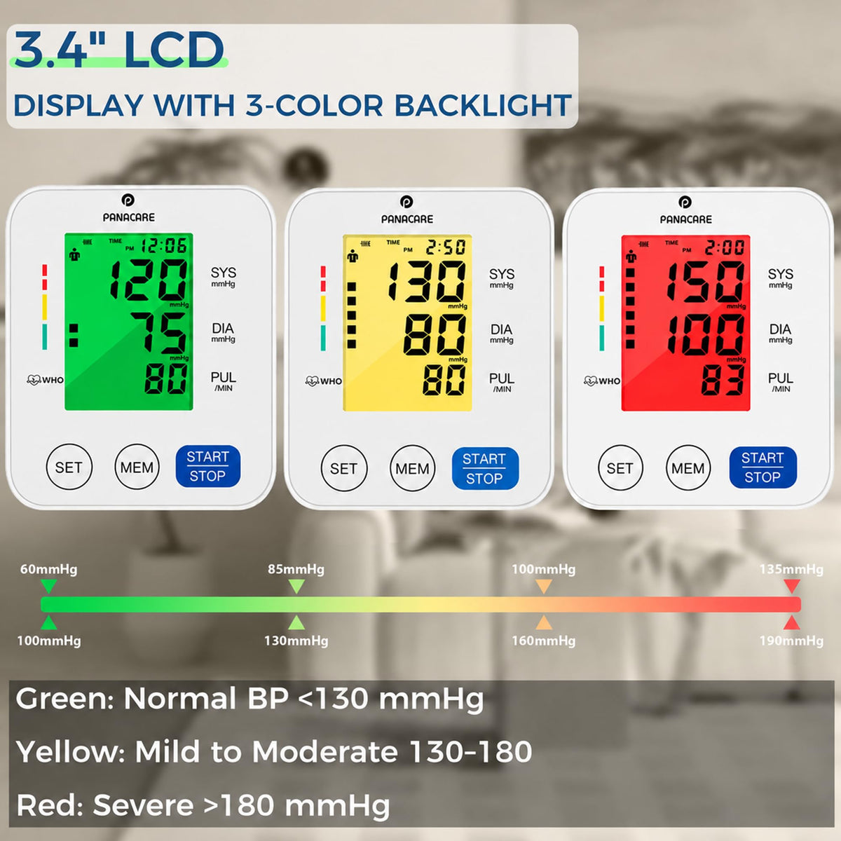 Upper Arm Blood Pressure Monitor with Adjustable Cuff and Backlit Display B944161