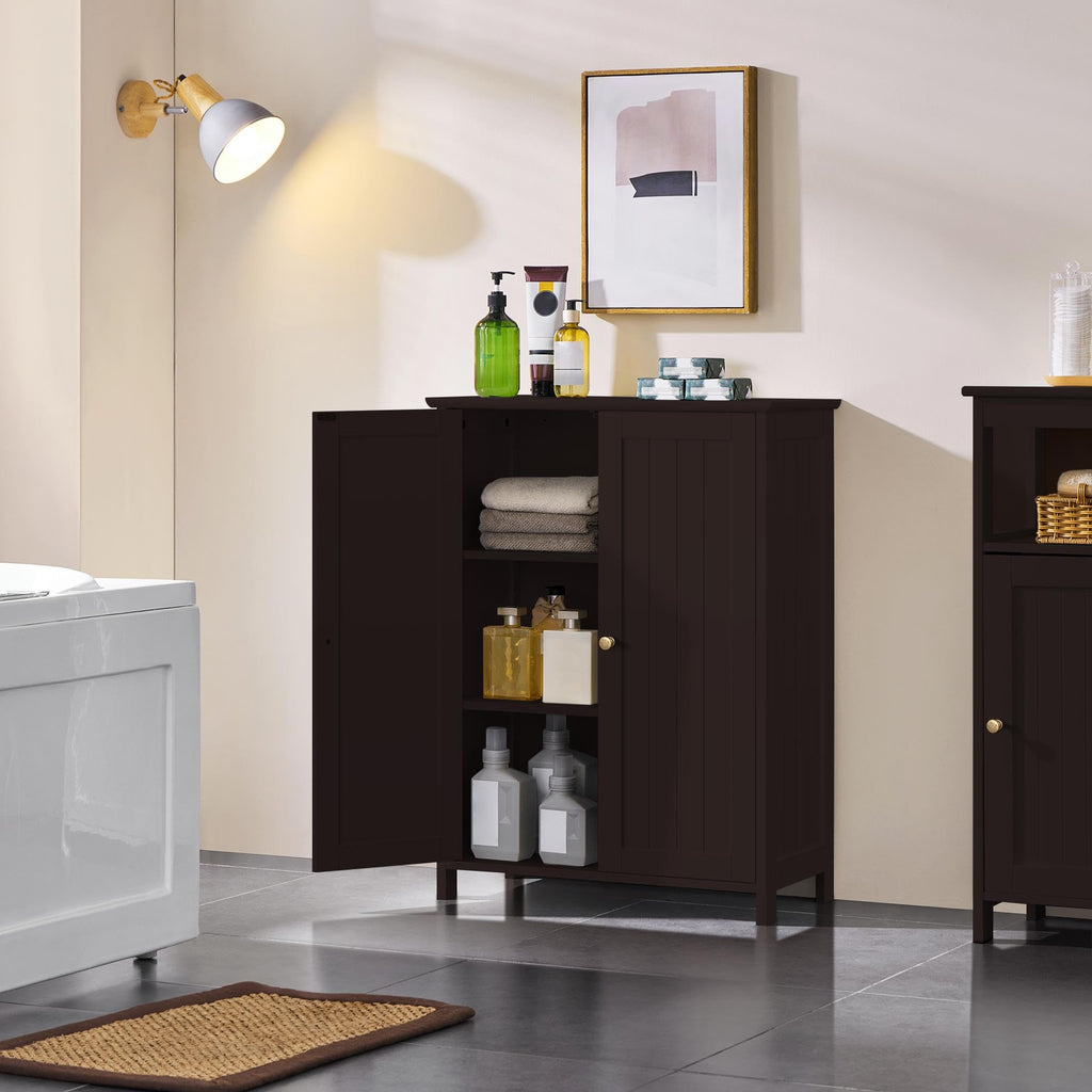 Small Espresso Bathroom Storage Cabinet with 2 Doors D60995