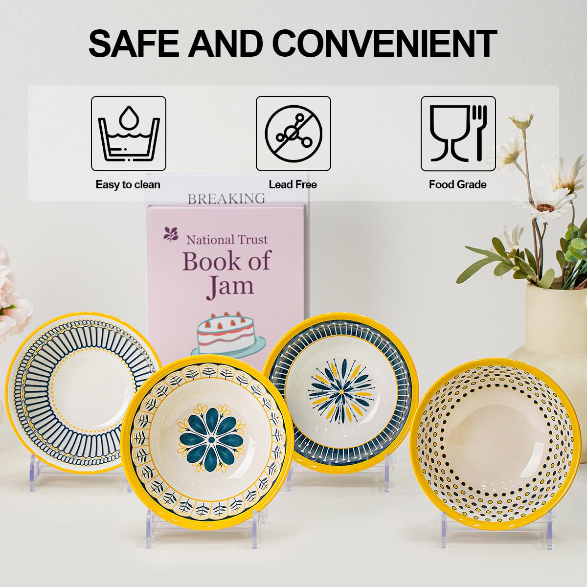 Bohemian Ceramic Bowls Set of 4 K225026
