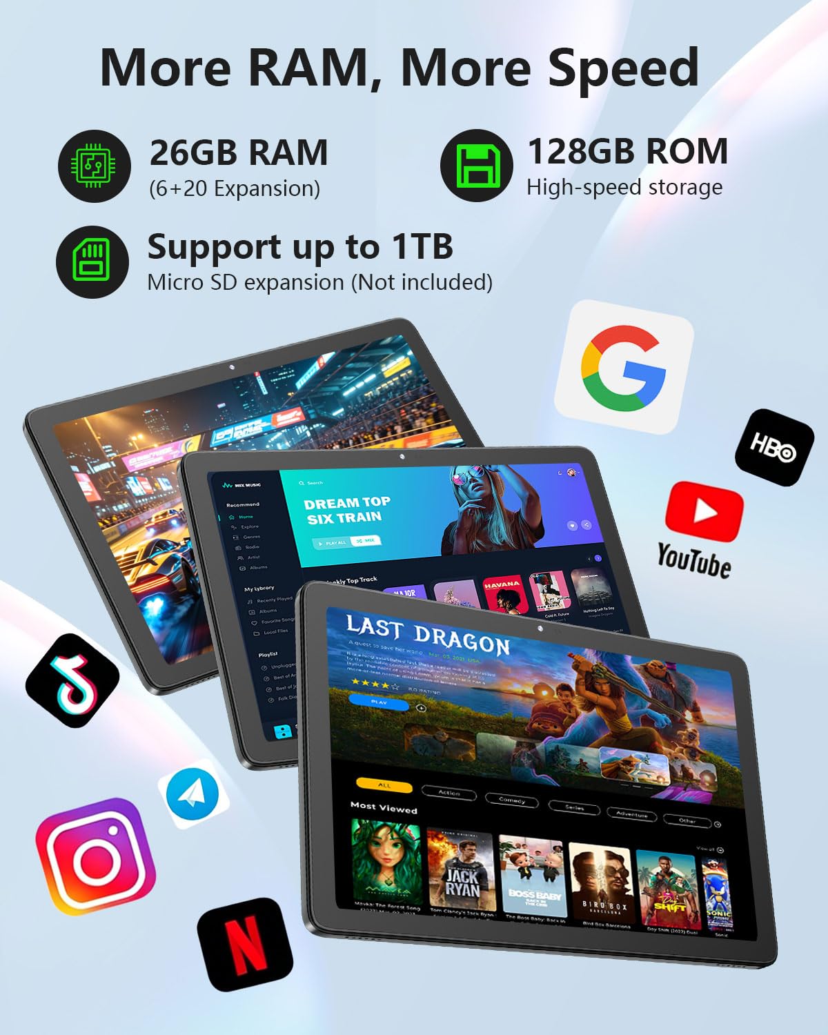 10 inch Tablet with 26GB RAM 128GB ROM 7000 mAh B49303