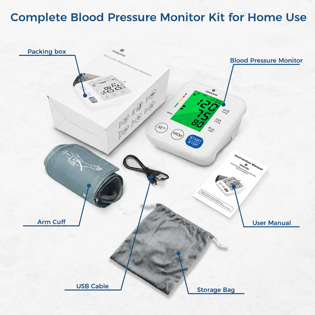 Upper Arm Blood Pressure Monitor with Adjustable Cuff and Backlit Display B944161