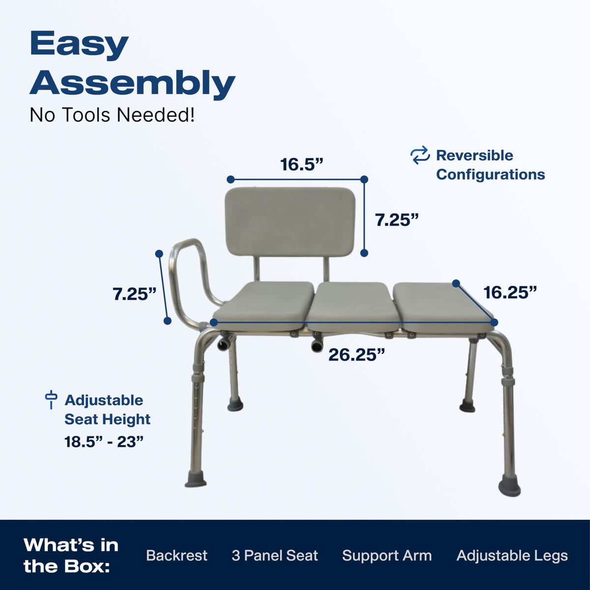 Padded Transfer Bench 300 lbs Capacity Height Adjustable N415855
