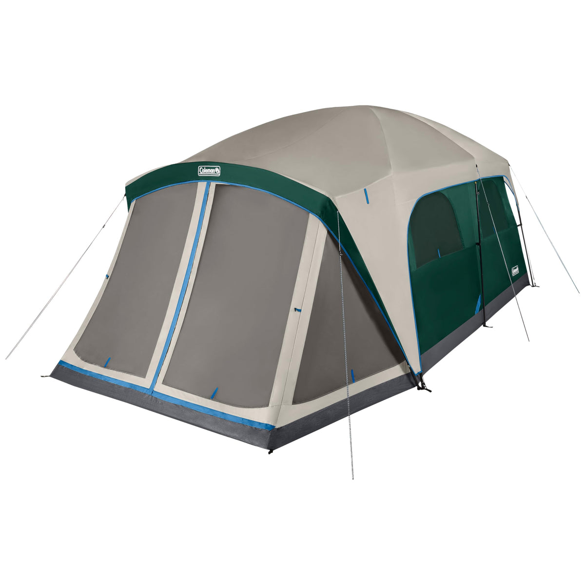 Camping Tent with Rainfly & Screened Porch, Weatherproof Family Tent Fits 4 Queen-Sized Airbeds P279643