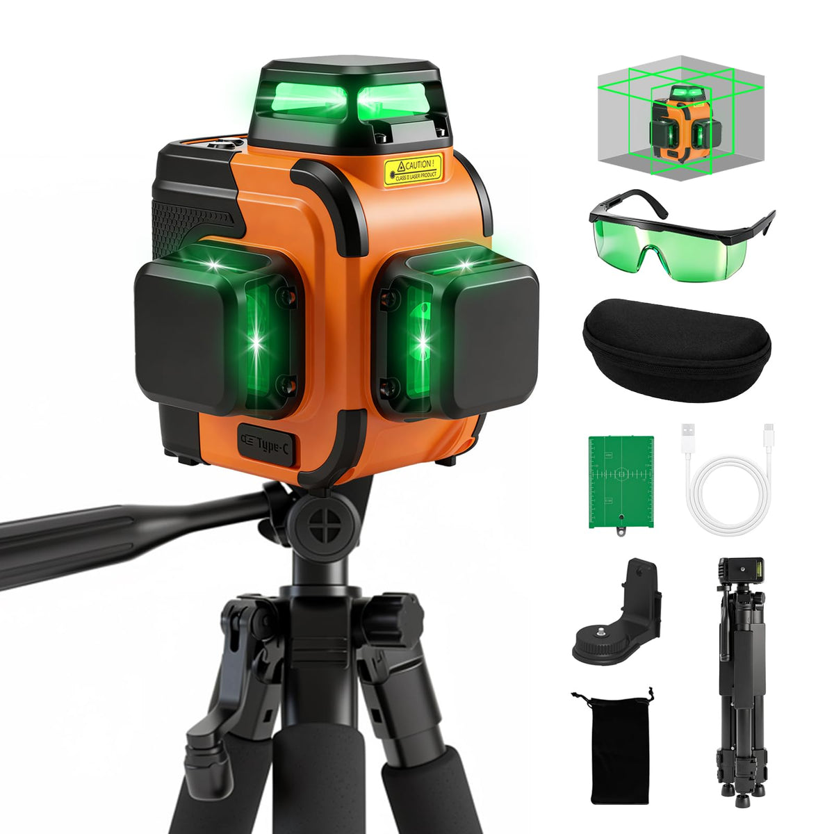 3x360° Self Leveling Laser Level with Tripod A432