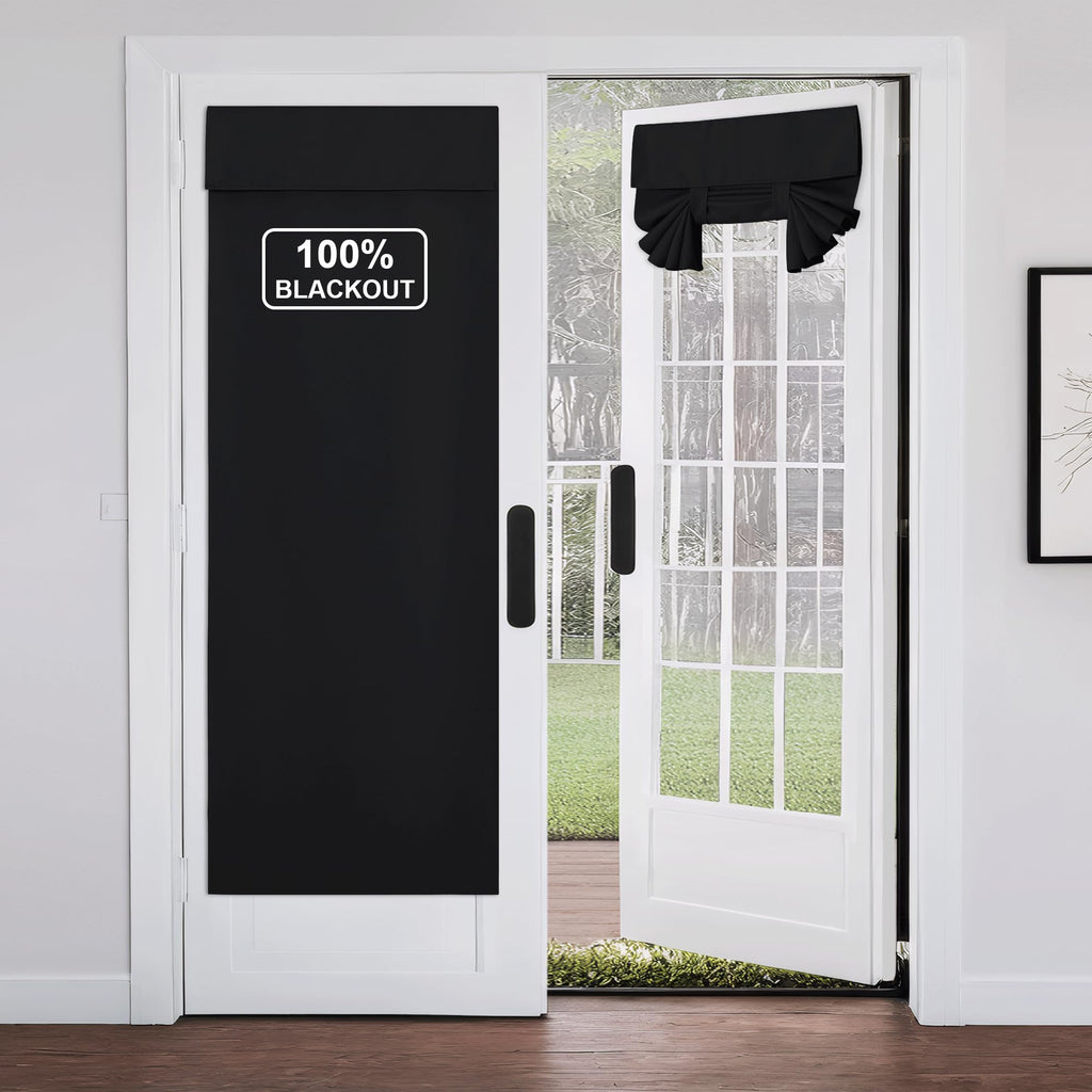 Black 100% Blackout French Door Curtains W293944