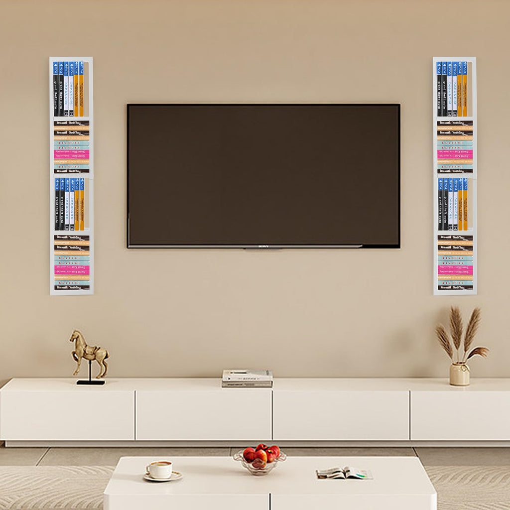 2 Pcs 34Inch White Wall Mount CD DVD Storage Shelf O6069