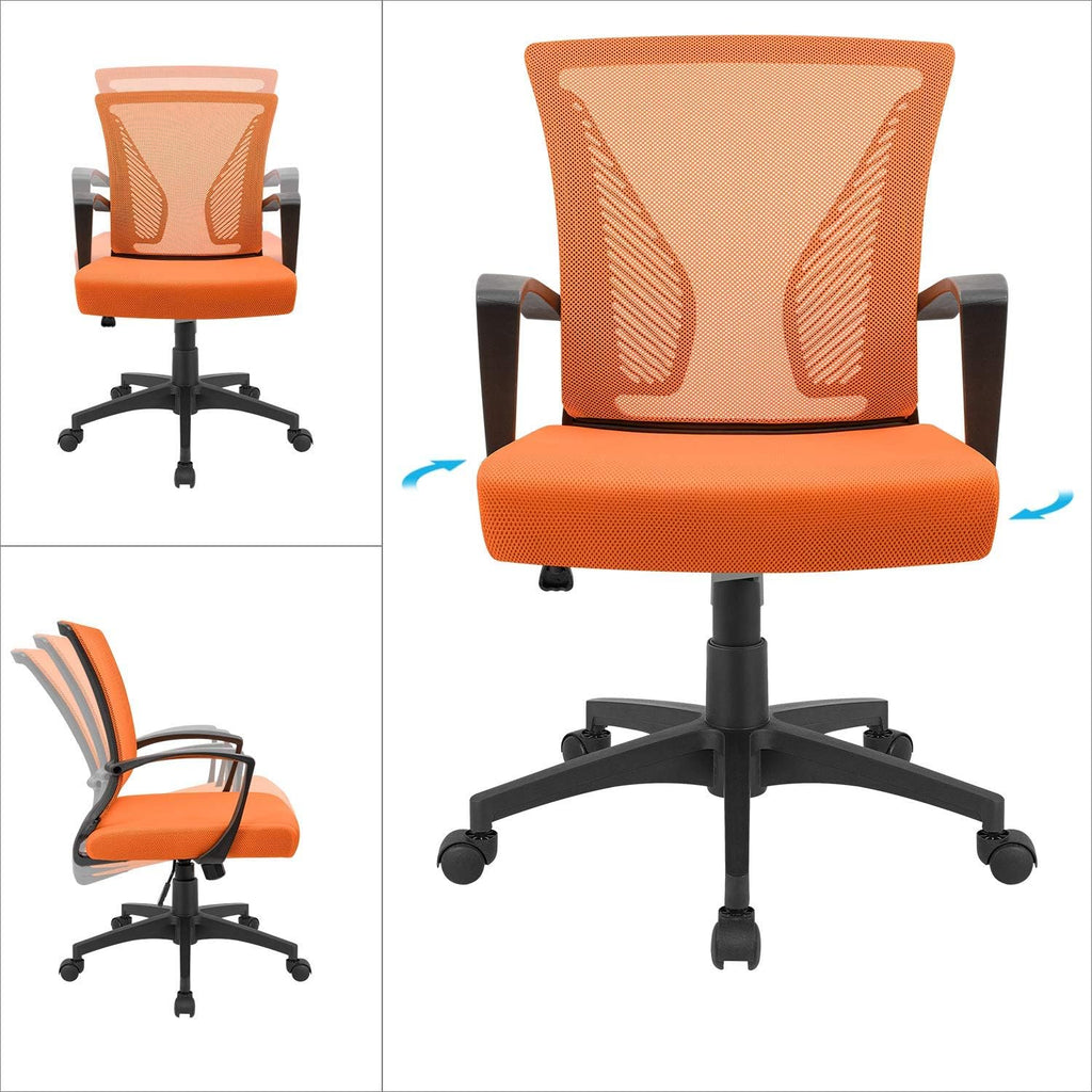 Orange Mesh Ergonomic Office Chair with Armrest T13864