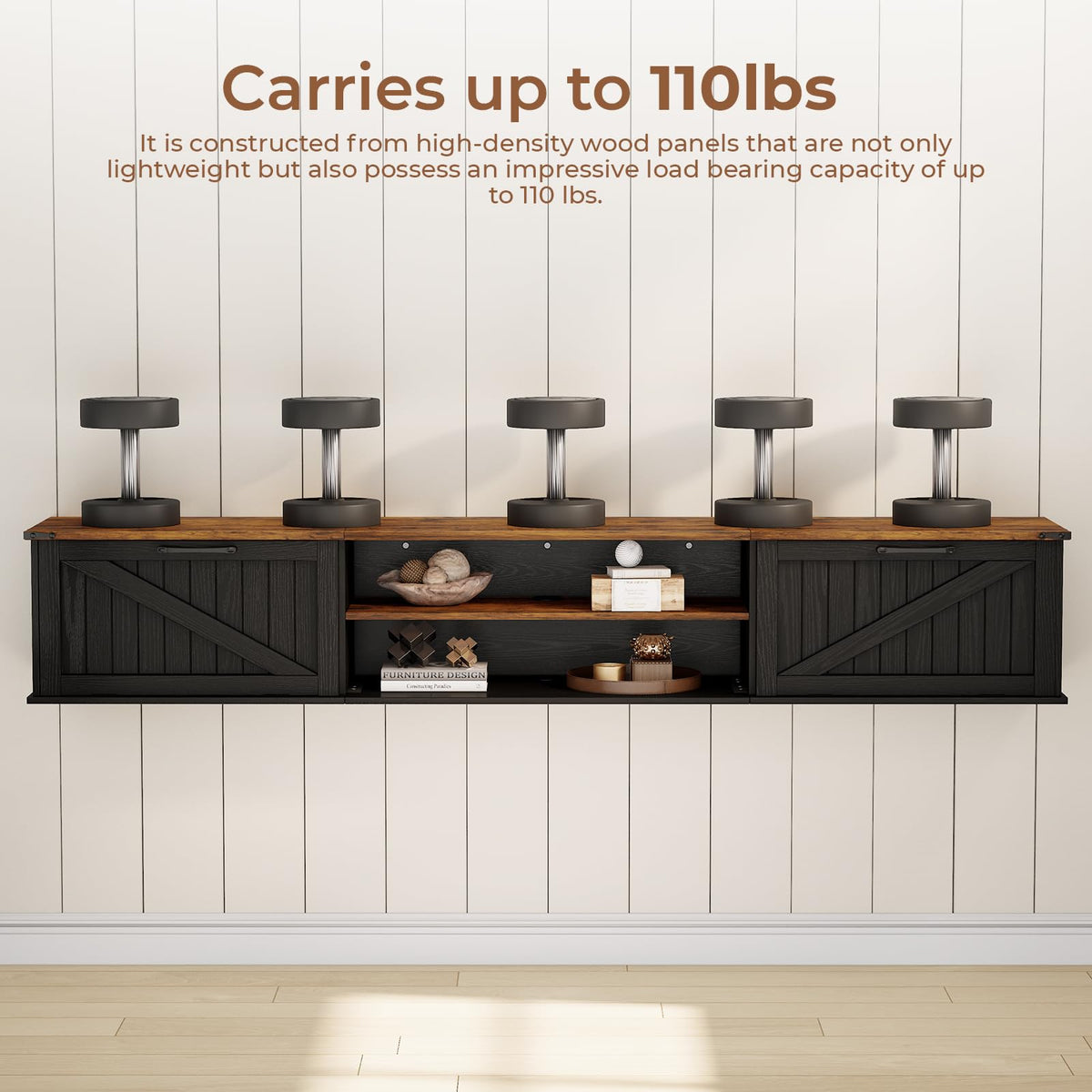 70" Black Floating TV Stand L253