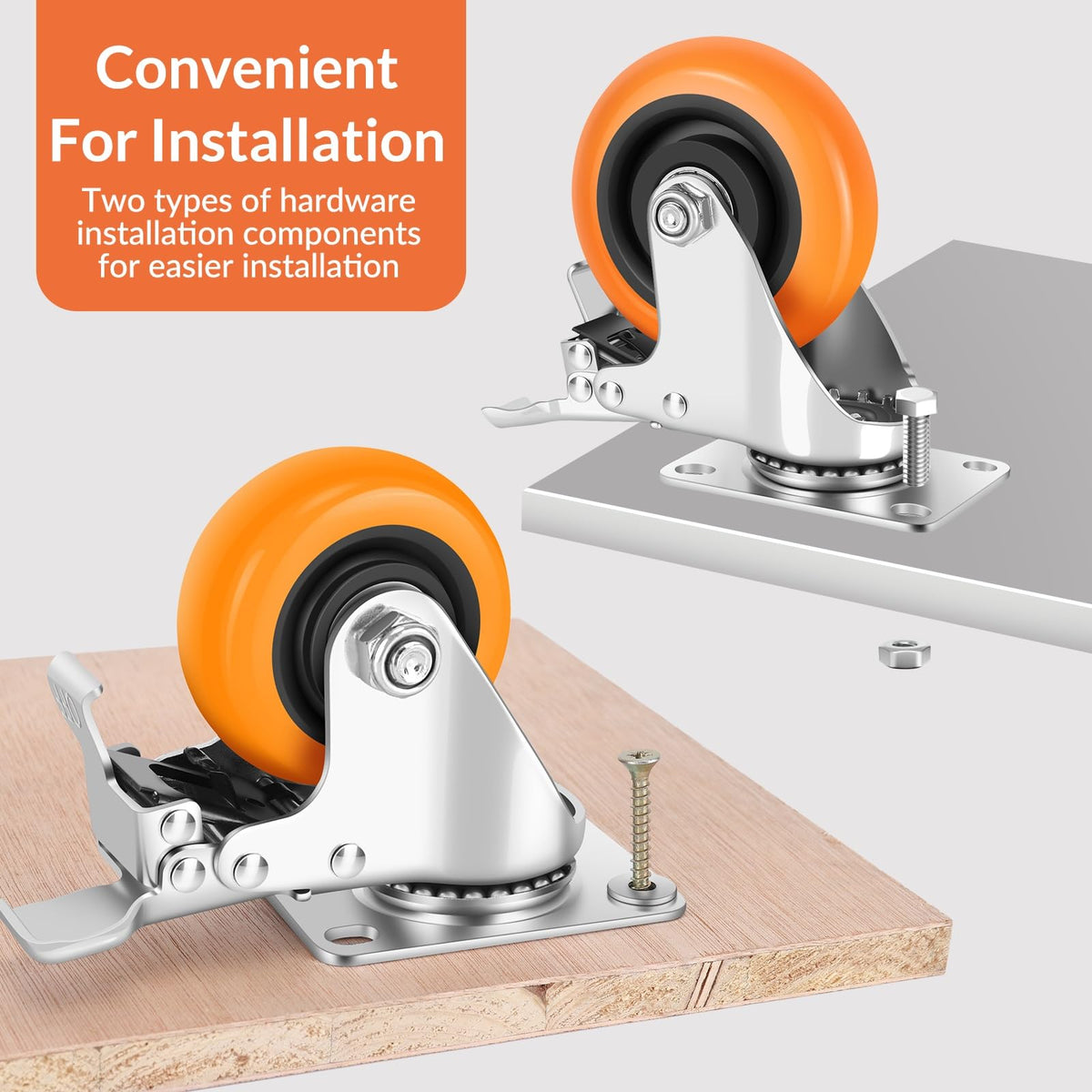 4" Heavy Duty Swivel Caster Wheels Set of 4 with Dual Locking B254