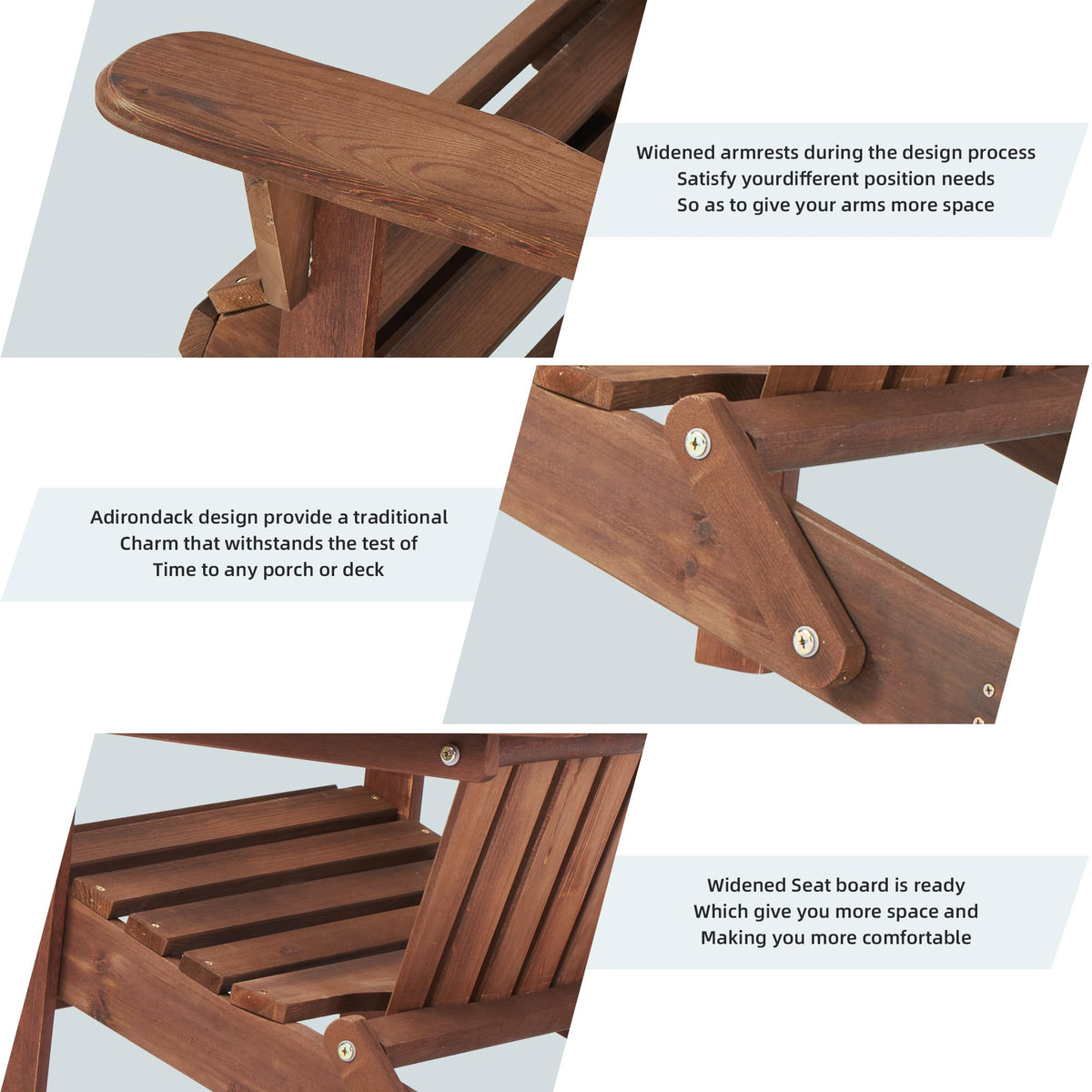 Folding Adirondack Chairs Set of 2 Solid Cedar Wood G3226