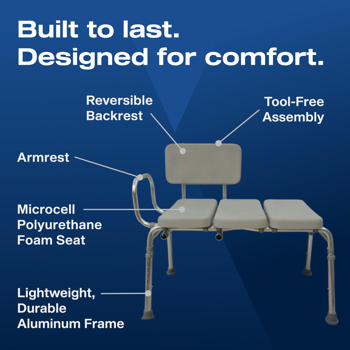 Padded Transfer Bench 300 lbs Capacity Height Adjustable N415855