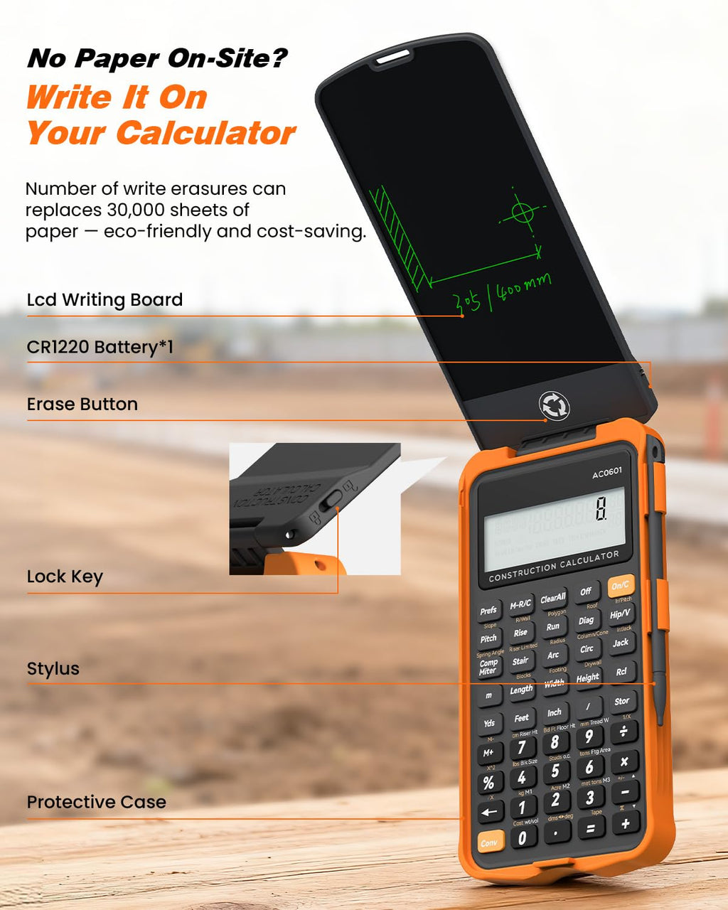 Construction Calculator with Writing Tablet Y163194