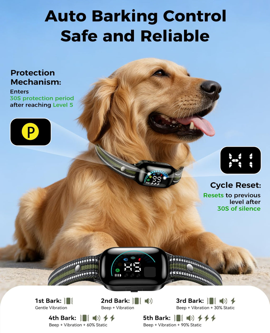 2-in-1 Dog Shock Collar & Dog Bark Collar K593