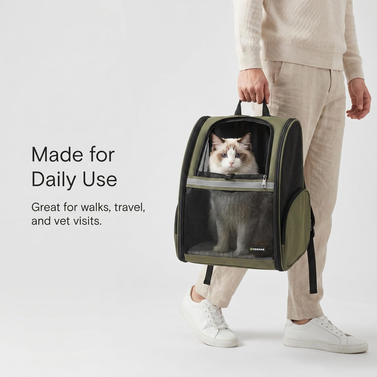 Cat Backpack Carrier Collapsible with Ventilated Mesh Q7346