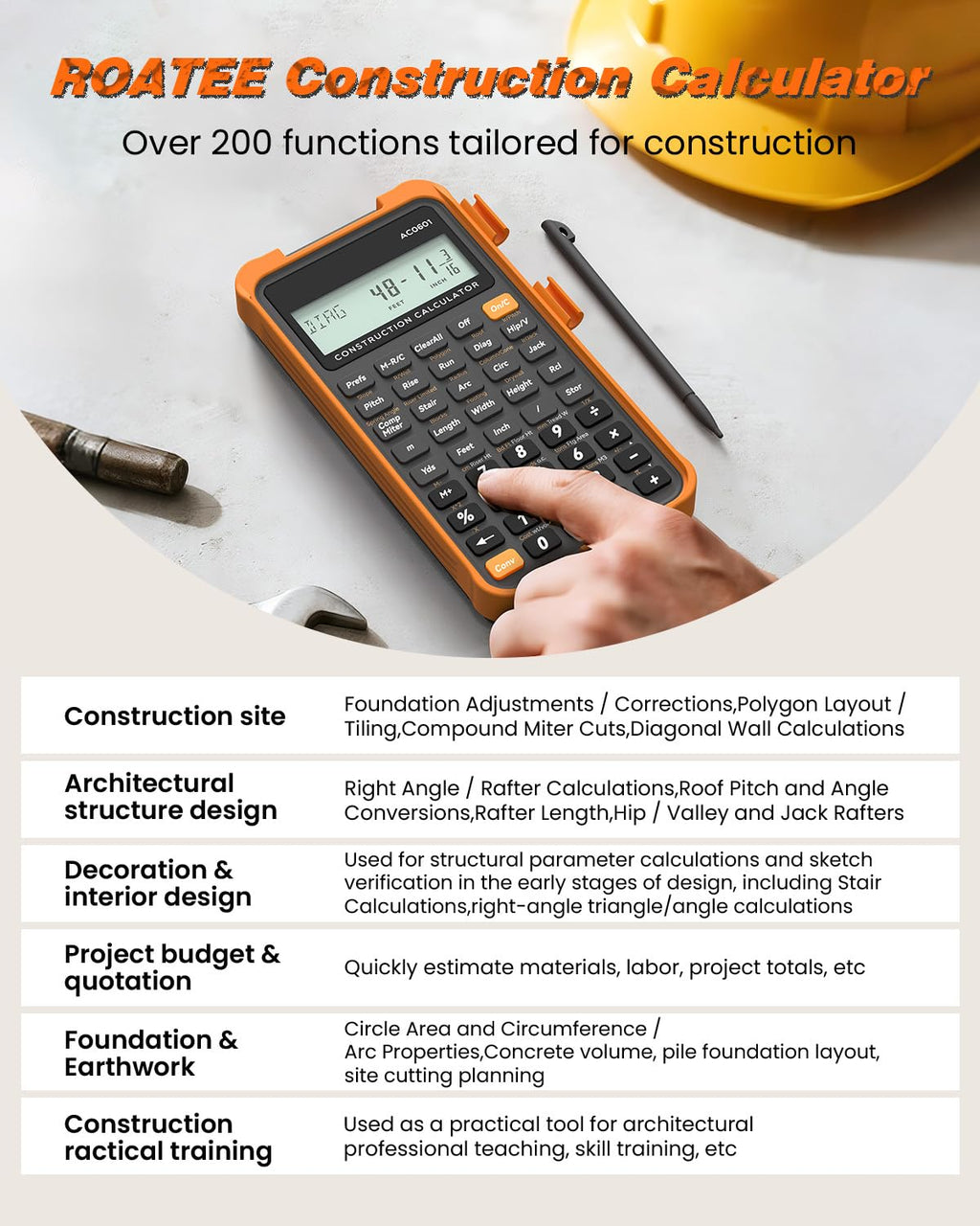 Construction Calculator with Writing Tablet Y163194