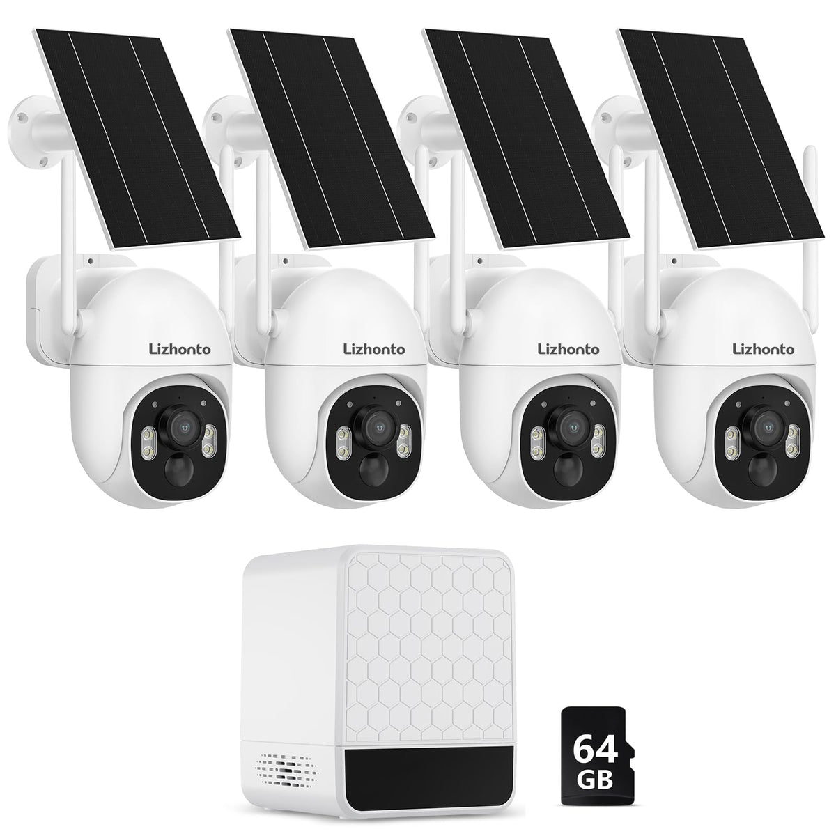 Solar Security Cameras Wireless Outdoor 4-Camera System O71230