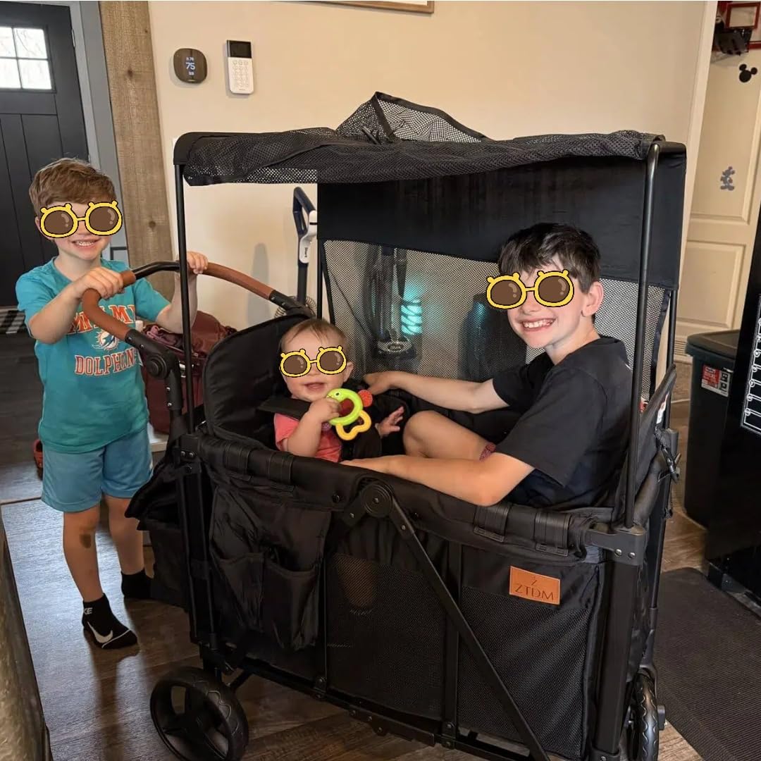Foldable All-Terrain Double Wagon Stroller with Canopy R50033